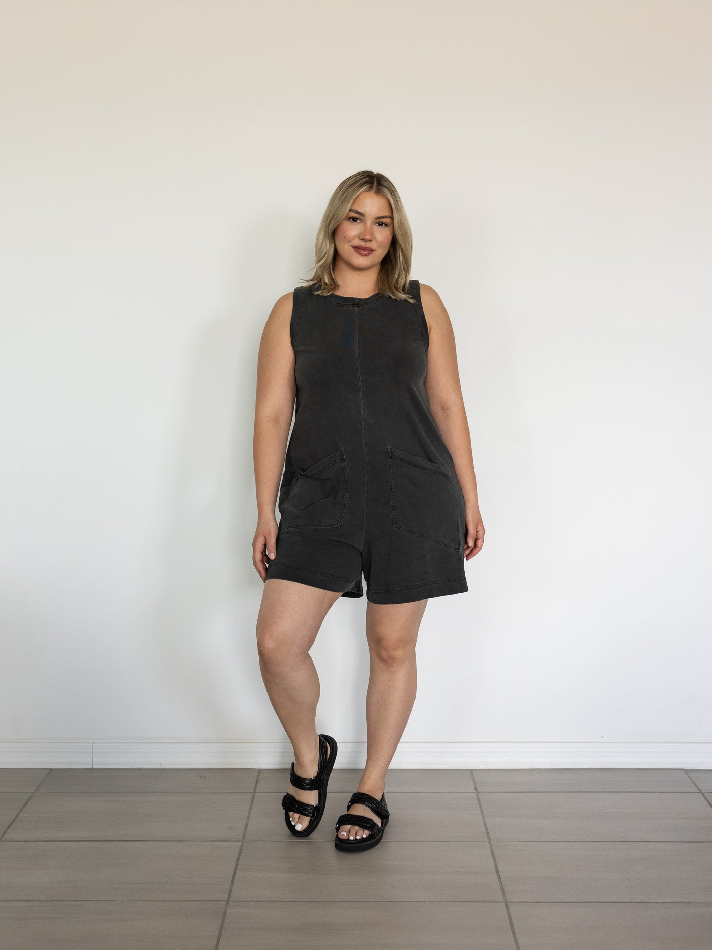 Celeste Sleeveless Romper Grey Tones Celeste Sleeveless Romper Grey Tones