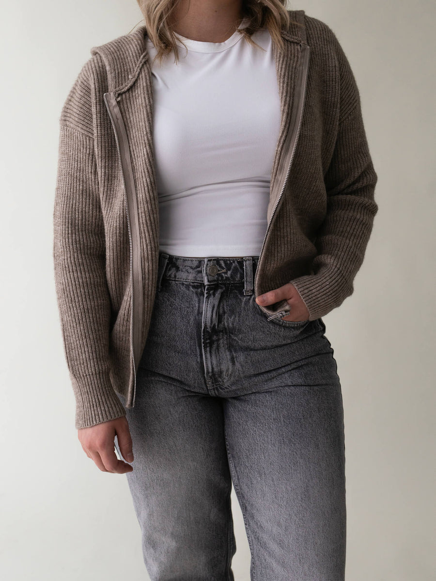 Grey Tones - Teddy Hooded Cardigan