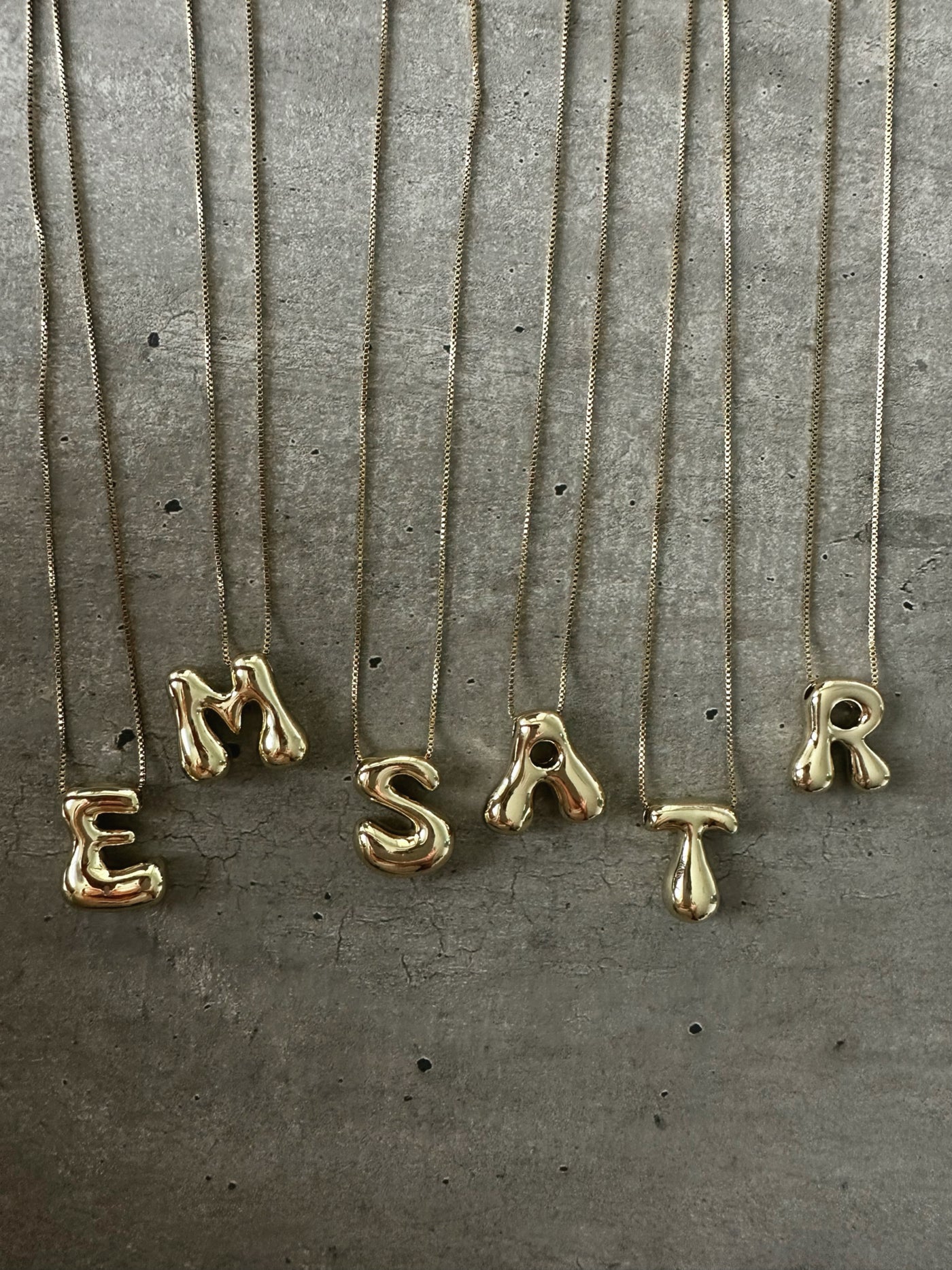 Shop Grey Tones -Bubble Initial Letter Necklace