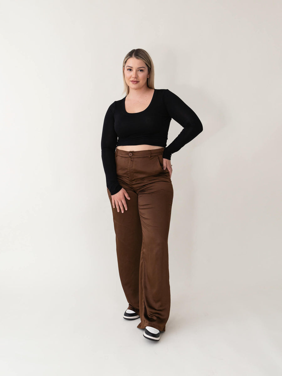 Shop Grey Tones - Eva High Waist Satin Pants