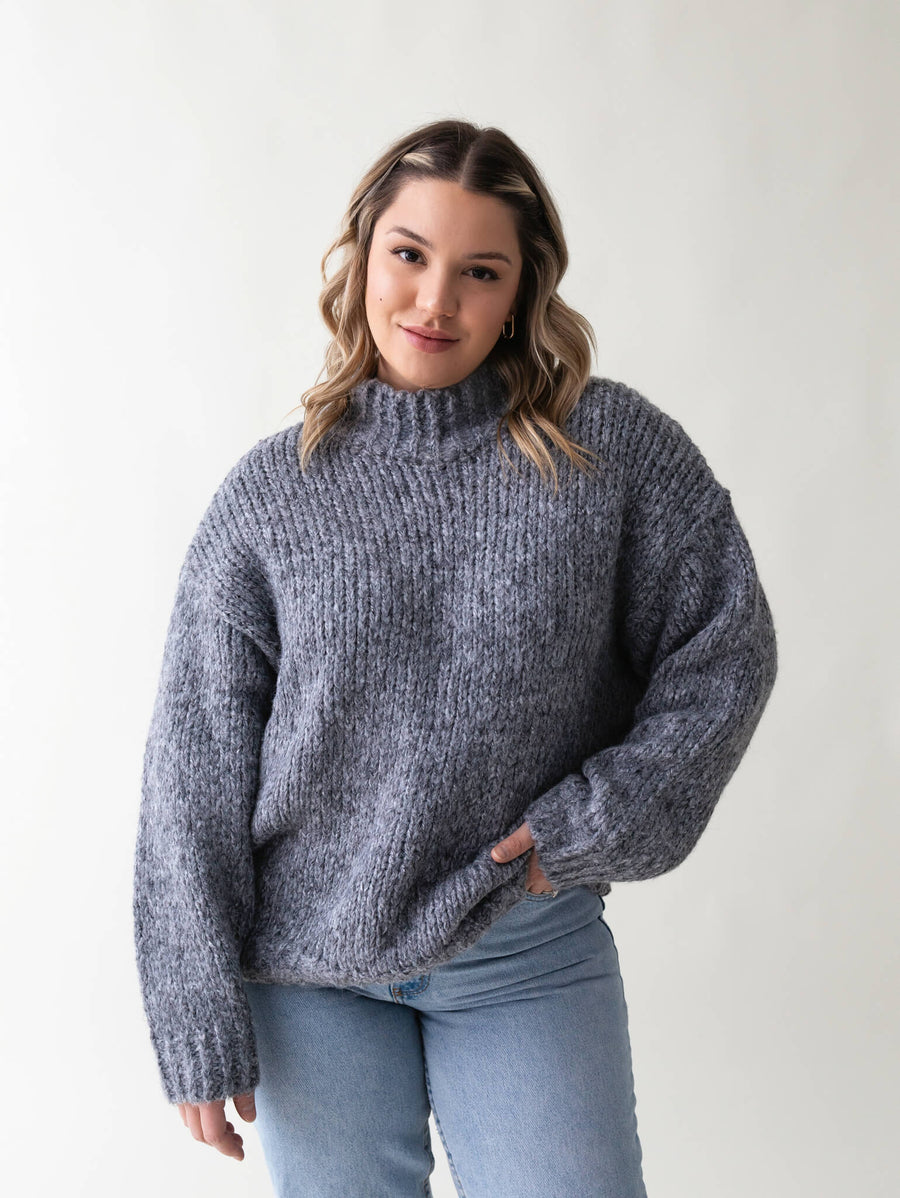 Shop Grey Tones - Illiana Mock Neck Sweater