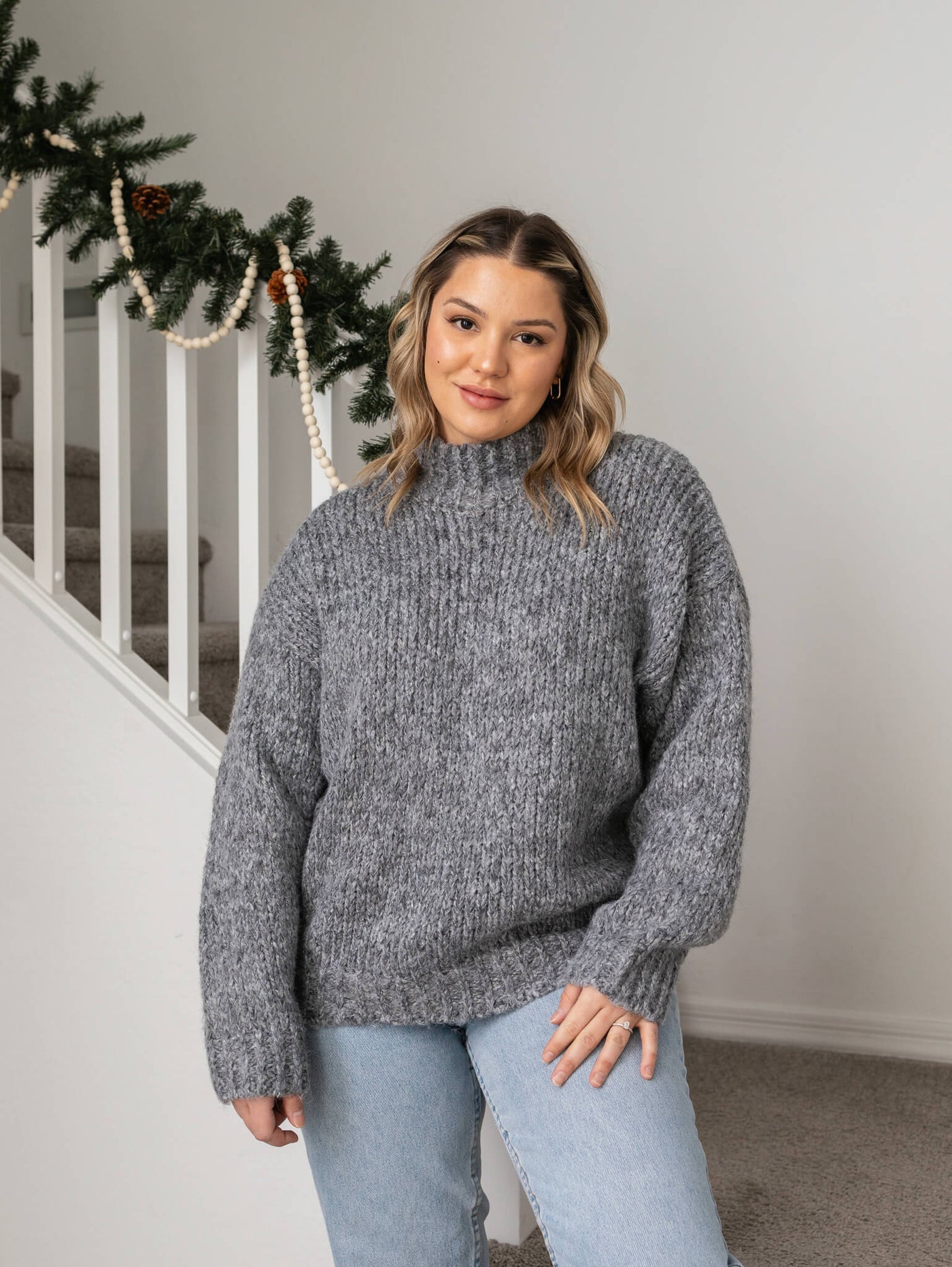 Shop Grey Tones - Illiana Mock Neck Sweater