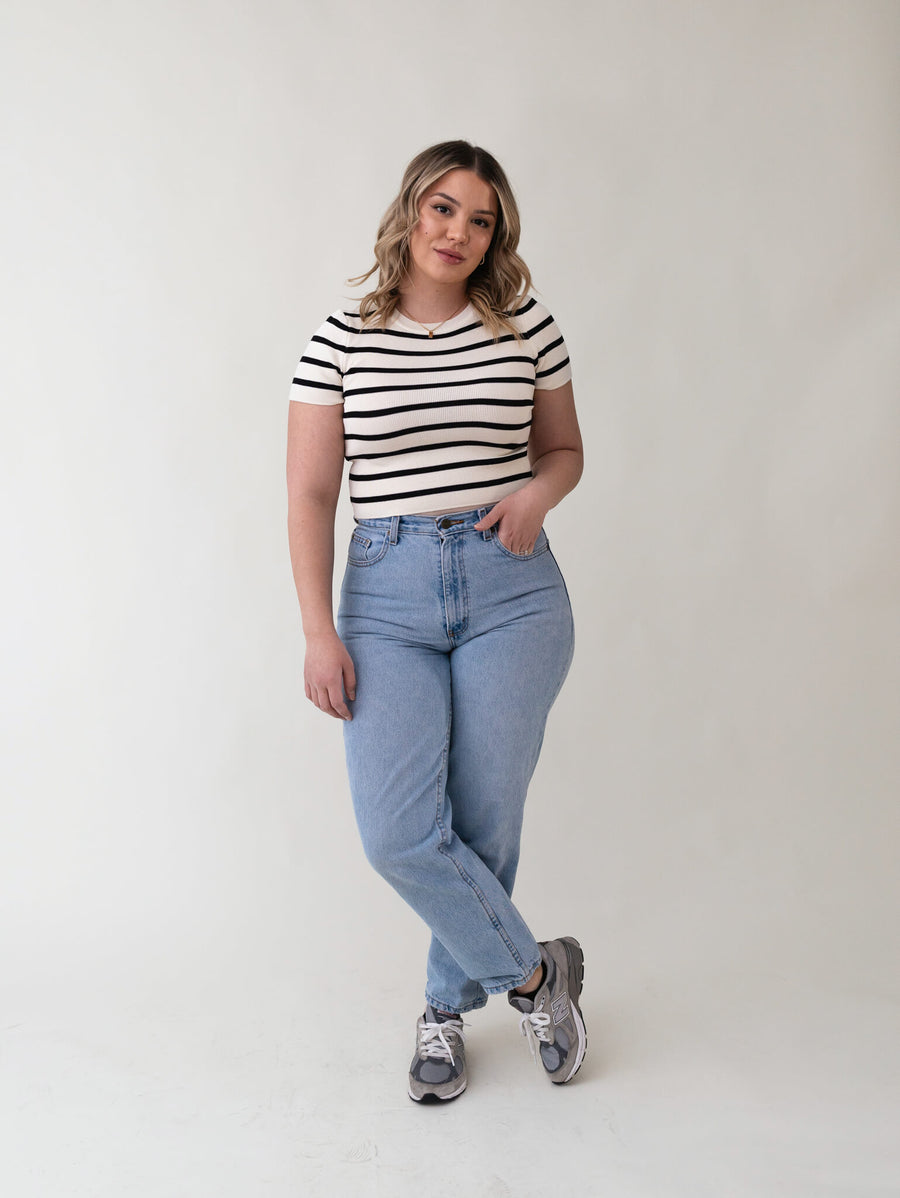 Shop Grey Tones - Leiny Striped Top