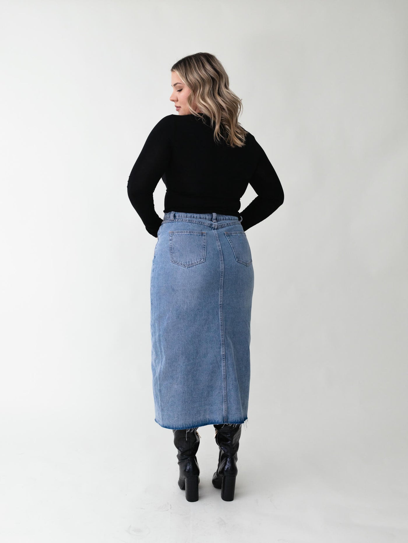 Shop Grey Tones - Mia Split Denim Skirt